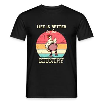 La vie est meilleure à la campagne I Poulets drôle - T-shirt homme - noir - Devant - AI Model Male 178 light (178cm)