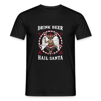 Drink Beer Hail Santa I Baphomet Death Metal - Männer T-Shirt - Schwarz - Vorne - AI Model Male 178 light (178cm)