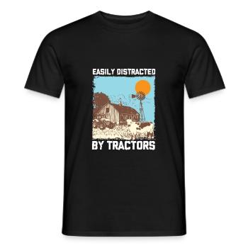 FAMERS5 FACILEMENT DISTRAITS PAR LES TRACTIORS - T-shirt homme - noir - Devant - AI Model Male 178 light (178cm)
