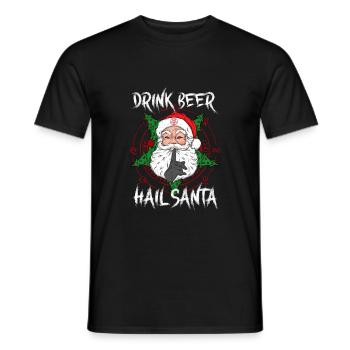 Drink Beer Hail Santa I Baphomet Death Metal - Männer T-Shirt - Schwarz - Vorne - AI Model Male 178 light (178cm)