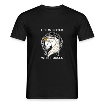 CROWNEDHORSE2LIFEISBETTERWITHHORSE - Men's T-Shirt - black - Front - AI Model Male 178 light (178cm)