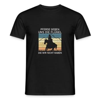 Pferde geben uns die Flügel die wir nicht haben - Männer T-Shirt - Schwarz - Vorne - AI Model Male 178 light (178cm)