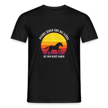 Pferde geben uns die Flügel die wir nicht haben - Männer T-Shirt - Schwarz - Vorne - AI Model Male 178 light (178cm)