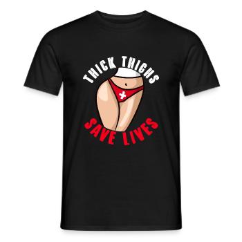 Thick Thigs Save Lives Funny Curvy Girl Gift - T-shirt homme - noir - Devant - AI Model Male 178 light (178cm)