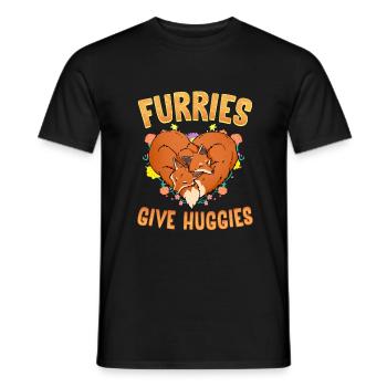 Furries give Huggies I Furry Fandom I Cosplay - Men's T-Shirt - black - Front - AI Model Male 178 light (178cm)