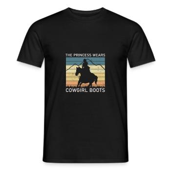 Vorsicht vor der Reiterin das Pferd ist harmlos - Männer T-Shirt - Schwarz - Vorne - AI Model Male 178 light (178cm)