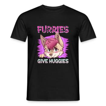 Furries give Huggies I Furry Fandom I Cosplay - Männer T-Shirt - Schwarz - Vorne - AI Model Male 178 light (178cm)