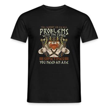 You Cannot Solve All Problems With The Sword - Männer T-Shirt - Schwarz - Vorne - AI Model Male 178 light (178cm)