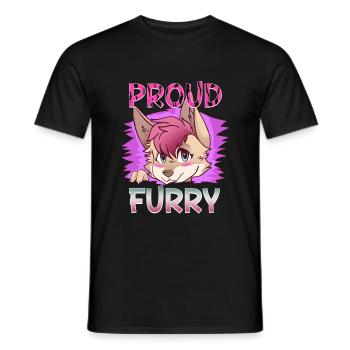 Proud Furry I Furries Cosplay Fandom - Männer T-Shirt - Schwarz - Vorne - AI Model Male 178 light (178cm)
