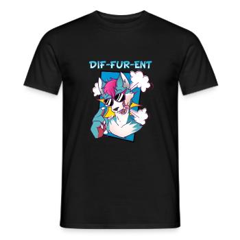 Dif-Fur-Ent I Furry Fandom I Furries Cosplay - Männer T-Shirt - Schwarz - Vorne - AI Model Male 178 light (178cm)