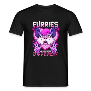 Furries we want to be different I Furries Fandom - Männer T-Shirt - Schwarz - Vorne - AI Model Male 178 light (178cm)