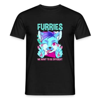 Furries we want to be different I Furries Fandom - Männer T-Shirt - Schwarz - Vorne - AI Model Male 178 light (178cm)
