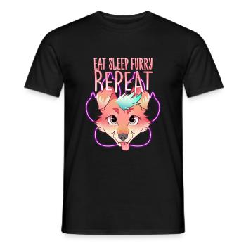 Eat Sleep Furry Repeat I Furries Fandom Cosplay - Men's T-Shirt - black - Front - AI Model Male 178 light (178cm)