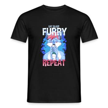 Manger Dormir Furry Répéter I Furries Fandom Cosplay - T-shirt homme - noir - Devant - AI Model Male 178 light (178cm)