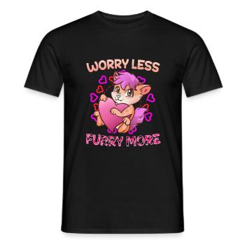 Worry less Furry more I Fursona Cosplay Fandom - Men's T-Shirt - black - Front - AI Model Male 178 light (178cm)