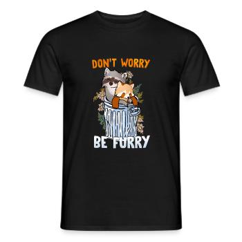 Don't worry be Furry I Furries Fandom I Anime - Men's T-Shirt - black - Front - AI Model Male 178 light (178cm)