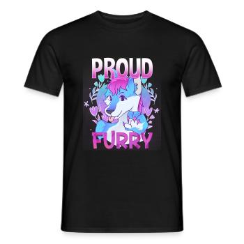 Proud Furry I Furries Cosplay Fandom - Männer T-Shirt - Schwarz - Vorne - AI Model Male 178 light (178cm)