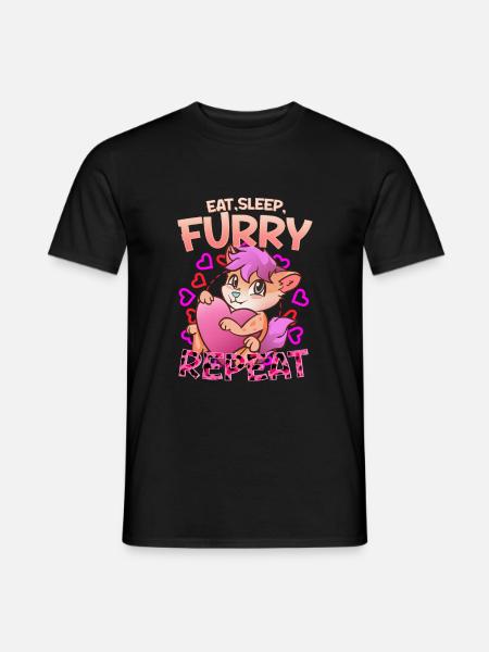 Eat Sleep Furry Repeat I Furries Fandom Cosplay - Men's T-Shirt - black