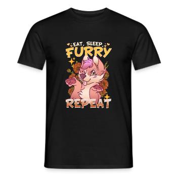 Eat Sleep Furry Repeat I Furries Fandom Cosplay - Männer T-Shirt - Schwarz - Vorne - AI Model Male 178 light (178cm)
