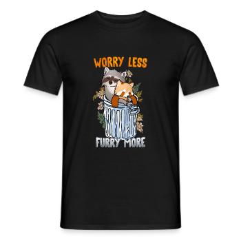 Worry less Furry more I Fursona Cosplay Fandom - Men's T-Shirt - black - Front - AI Model Male 178 light (178cm)