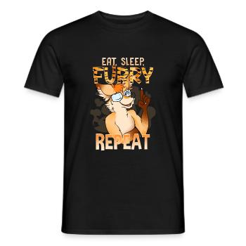 Manger Dormir Furry Répéter I Furries Fandom Cosplay - T-shirt homme - noir - Devant - AI Model Male 178 light (178cm)