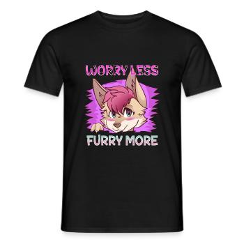 Worry less Furry more I Fursona Cosplay Fandom - Men's T-Shirt - black - Front - AI Model Male 178 light (178cm)