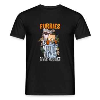 Les furries donnent Huggies I Furry Fandom I Cosplay - T-shirt homme - noir - Devant - AI Model Male 178 light (178cm)