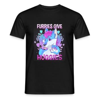 Furries give Huggies I Furry Fandom I Cosplay - Men's T-Shirt - black - Front - AI Model Male 178 light (178cm)