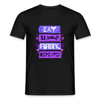 Eat Sleep Furry Repeat I Furries Fandom Cosplay - Men's T-Shirt - black - Front - AI Model Male 178 light (178cm)