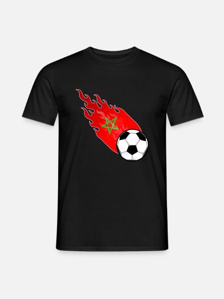 Fireball Fußball Marokko - Männer T-Shirt - Schwarz