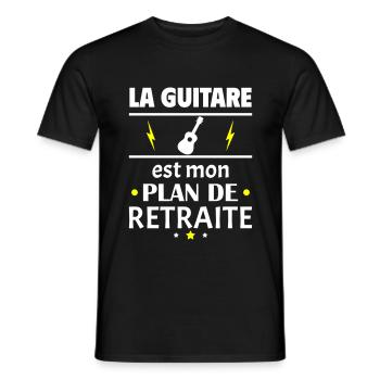 Guitare plan de retraite, fête des pères, retraite - T-shirt homme - noir - Devant - AI Model Male 178 light (178cm)