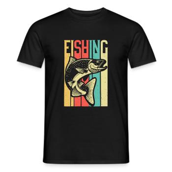 Poisson pêche pêche riviere truite retro - T-shirt homme - noir - Devant - AI Model Male 178 light (178cm)