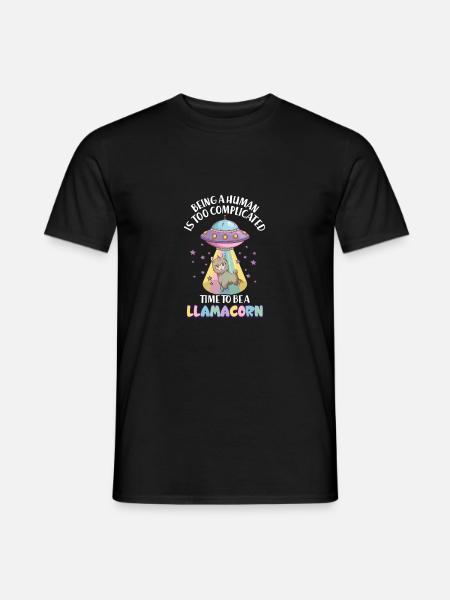 Being human is too complicated - Lamacorn Lama - Männer T-Shirt - Schwarz