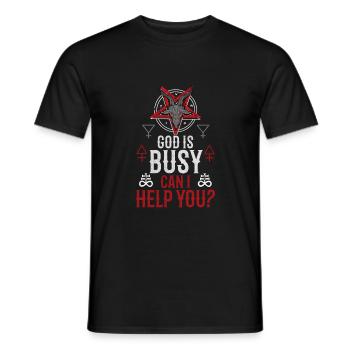 God Is Busy Can I Help You ? - Baphomet Occult - T-shirt homme - noir - Devant - AI Model Male 178 light (178cm)