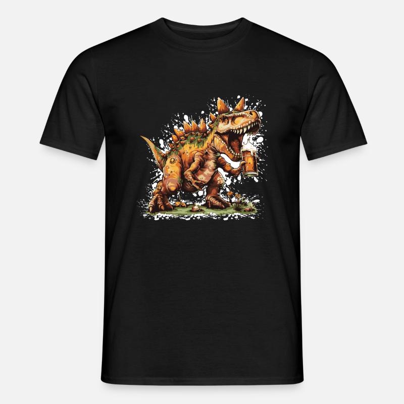 Dinosaurier stegosaurus Bier - Männer T-Shirt - Schwarz