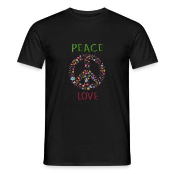LOVE PEACE - Men's T-Shirt - black - Front - AI Model Male 178 light (178cm)
