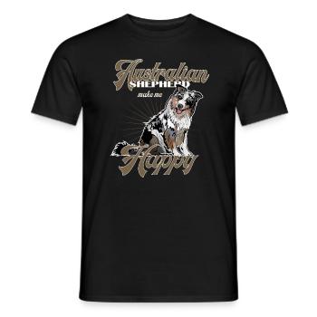 Australian Shepherd make me happy - Men's T-Shirt - black - Front - AI Model Male 178 light (178cm)