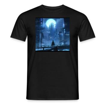 Shadowed Serenity: Anime Silhouette of a Girl - Men's T-Shirt - black - Front - AI Model Male 178 light (178cm)