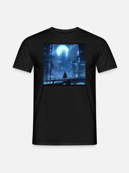 Skygget sindsro: Anime-silhuet af en pige - Mænd T-shirt - sort