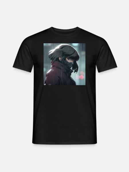 Kybernetische Rätsel: Schönes Anime-Mädchen mit einem - Männer T-Shirt - Schwarz