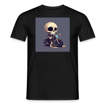 Bone to be Wild: Entzückender Schädel fährt Motorrad - Männer T-Shirt - Schwarz - Vorne - AI Model Male 178 light (178cm)