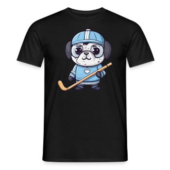 Mops spielt Eishockey, Lustiges Sportdesign für - Männer T-Shirt - Schwarz - Vorne - AI Model Male 178 light (178cm)