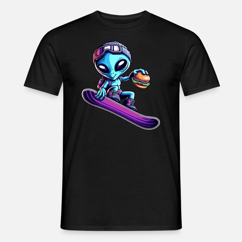 Alien Snowboard Hamburger Abenteuer - Männer T-Shirt - Schwarz