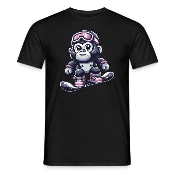 Affe Gorilla Schimpanse Skiurlaub Skifahrer Design - Männer T-Shirt - Schwarz - Vorne - AI Model Male 178 light (178cm)