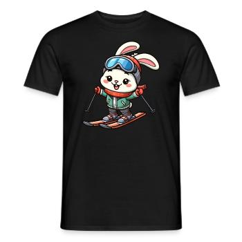 Schneehase Skiurlaub Skifahrer Kaninchen Design - Männer T-Shirt - Schwarz - Vorne - AI Model Male 178 light (178cm)