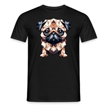 Mops in Polygon-Kunst Geometrisches Design - Männer T-Shirt - Schwarz - Vorne - AI Model Male 178 light (178cm)