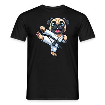 Funny Pug Karate Martial Arts Martial Arts Dog - Men's T-Shirt - black - Front - AI Model Male 178 light (178cm)