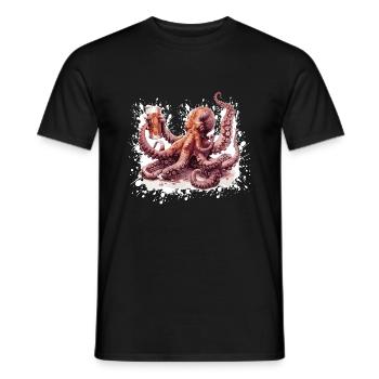 Octopus Beer Funny - Men's T-Shirt - black - Front - AI Model Male 178 light (178cm)
