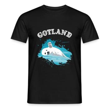 Gotland Mer Baltique Île Holiday Seal dans la mer - T-shirt homme - noir - Devant - AI Model Male 178 light (178cm)