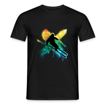 Bunter freestyle ski im Tiefschnee Winterurlaub - Männer T-Shirt - Schwarz - Vorne - AI Model Male 178 light (178cm)